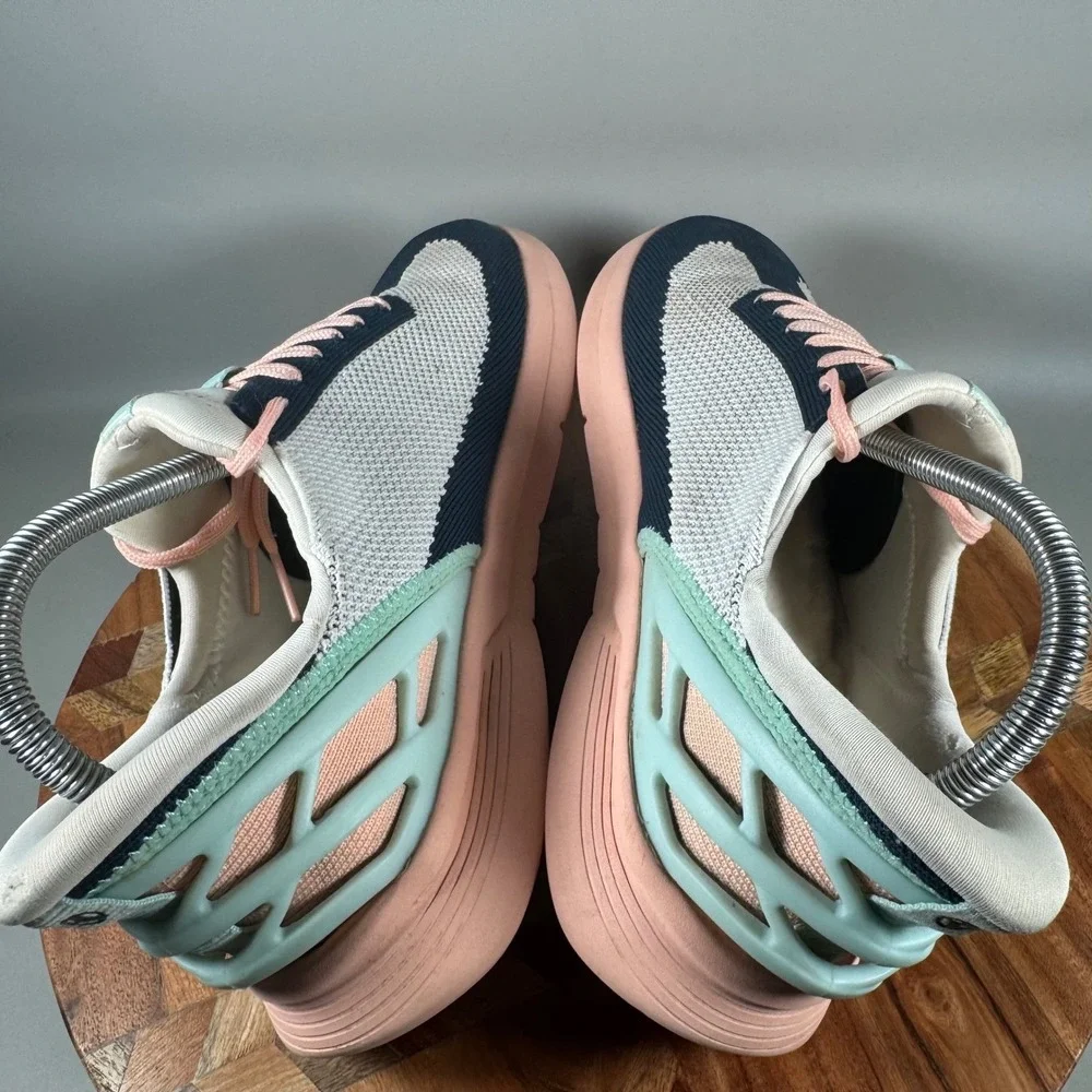 Kizik Lima Hands Free Slip On Sneakers Womens 9 Navy Pink Faux Fur Lining